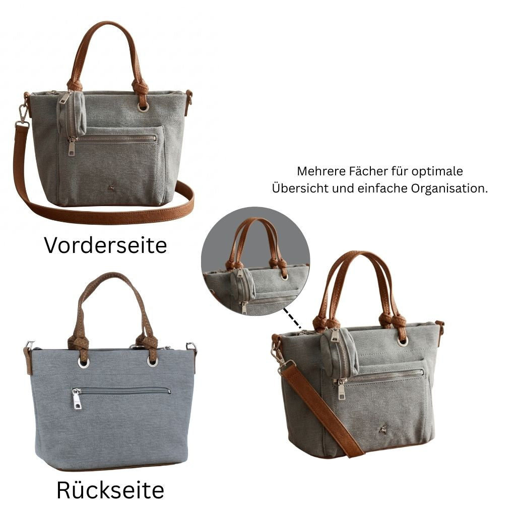 PRATO Umhängetasche Damen Mittelgroß mit 4 Fächern, mit Verstellbar Abnehmbar Breiter Gurt