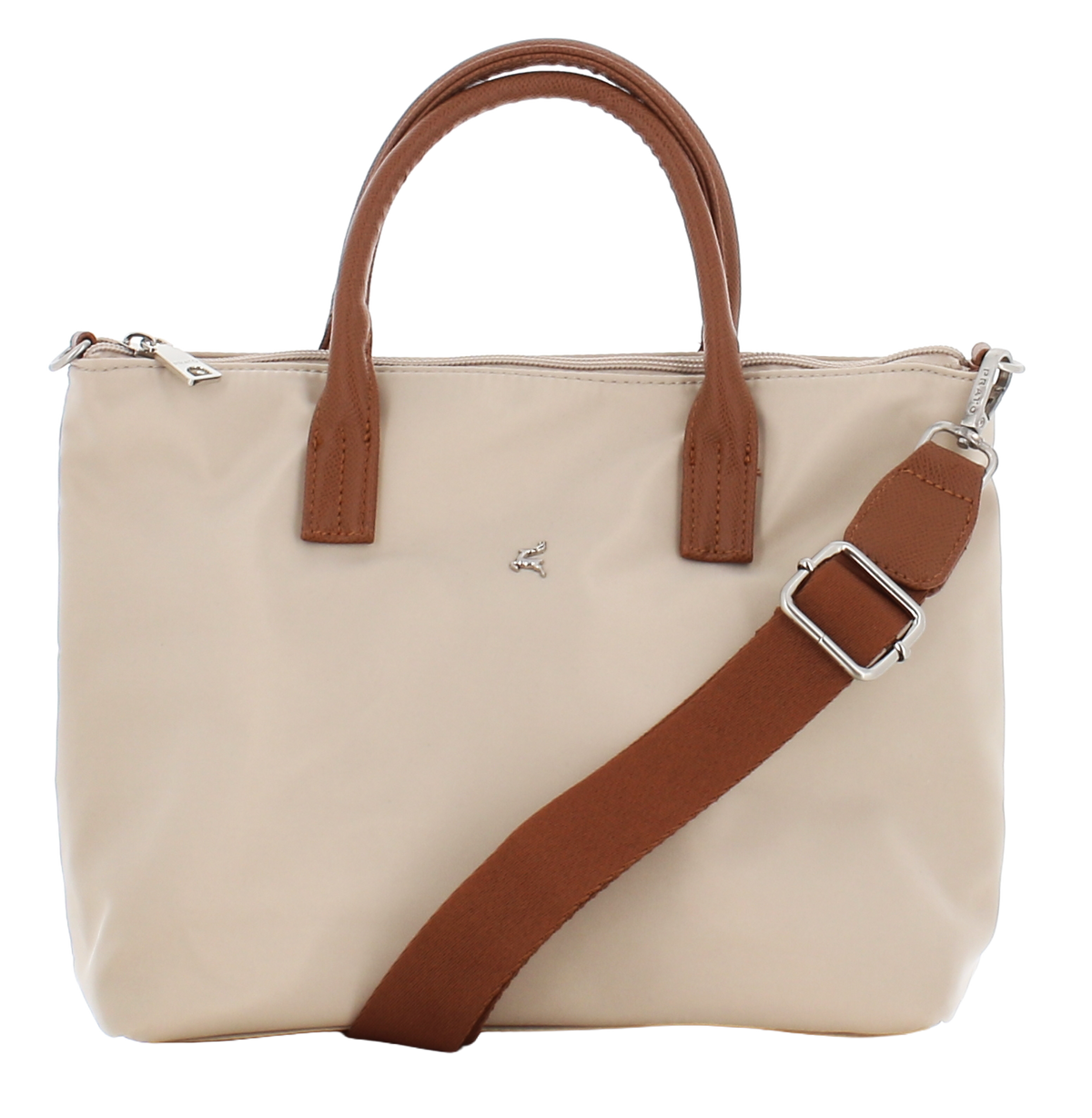 PRATO Long Keeper  Crossbody Tasche für Damen Umhängetasche Kompakte Leicht Frauen Handtasche Handy Nylon Schultertasche Mit Leder Top-Griff Abnehmbarer Gurt