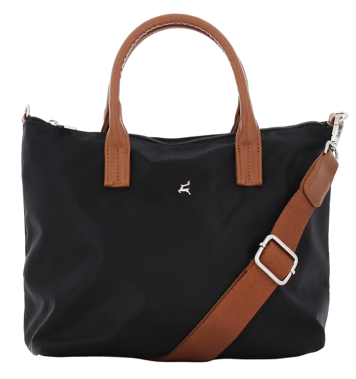 PRATO Long Keeper  Crossbody Tasche für Damen Umhängetasche Kompakte Leicht Frauen Handtasche Handy Nylon Schultertasche Mit Leder Top-Griff Abnehmbarer Gurt