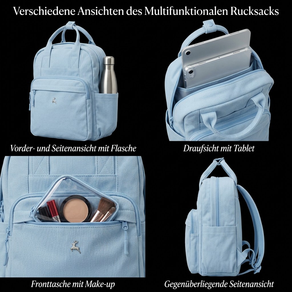 PRATO Rucksack Damen Klein,  Cityrucksack , Mini Tasche Daypack Backpack Women Elegant für Freizeit Schule Reisen Arbeit.